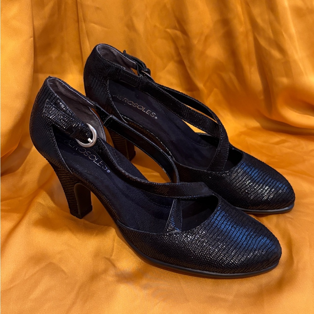 AEROSOLES Shimmering Black Heels